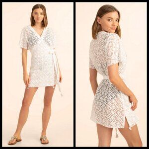 💕TRINA TURK💕 Pacheco Wrap Crochet Dress ~ Swimsuit Cover-Up White NWOT